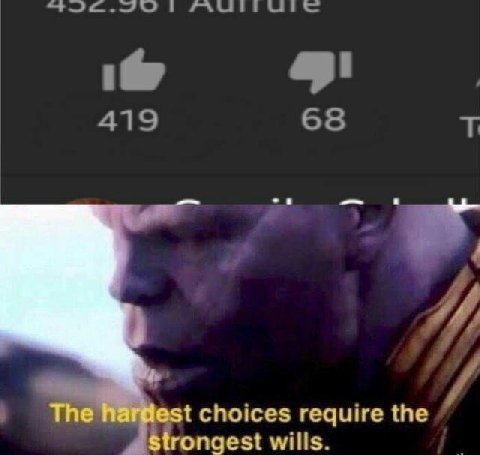 a The hardest choices require the Strongest wills.