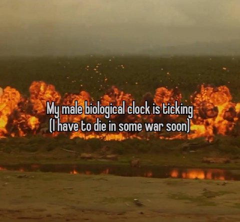 My male biological clock is ticking (Ihave to die in some war