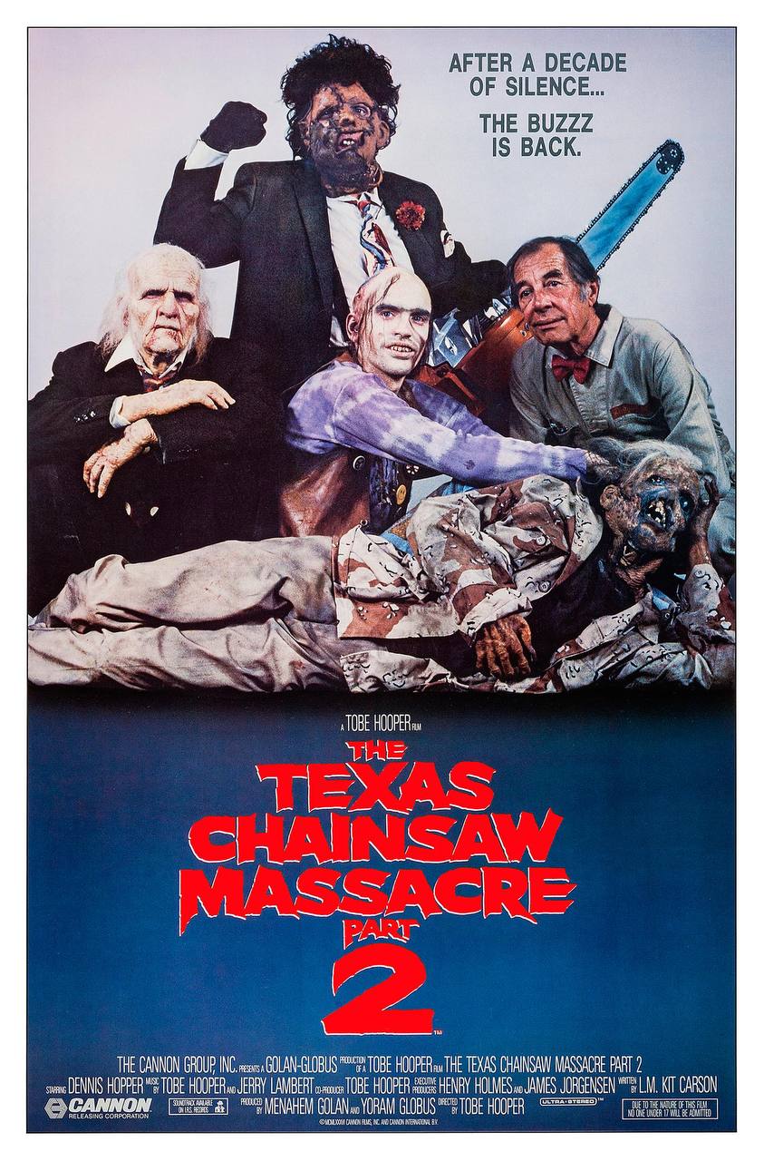 АРТЕВ А ОЕСАОЕ OF SILENCE... THE BUZZZ IS BACK. 74 1 у 2 «TOBE HOOPER a THE CANNON GROUP TOBE HOOPERaw ТНЕ TEXAS MASSACRE PART DENNIS HOPPERS TOBE JERRY LAMBERT TOBE HOOPER HENRY HOLMES JAMES JORGENSE