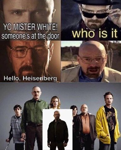 MISTER WHITE! someones at the door who 1$ it Hello, Heisenberg ‚3.
