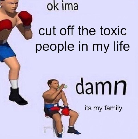 ima cut off the toxic people in my life its my family