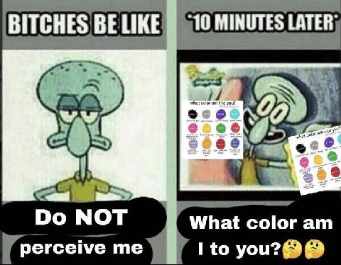 BITCHES ВЕЦКЕ MINUTES LATER) NOT What color to уоц?®