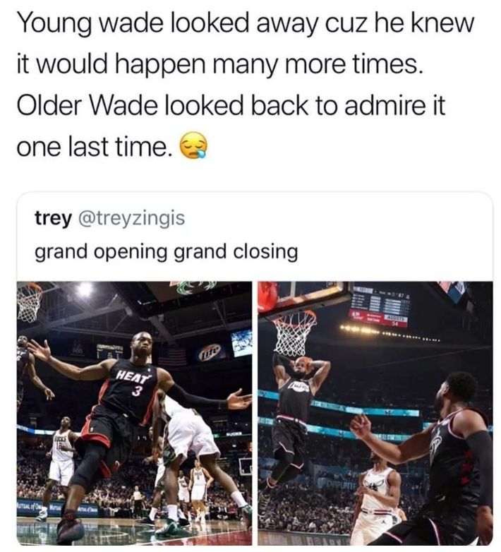 Young wade looked away cuz knew it would happen many more times. Older Wade looked back to admire it one last time. trey @treyzingis grand opening grand closing 55