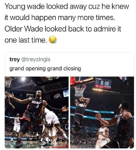 Young wade looked away cuz knew it would happen many more times. Older Wade looked back to admire it one last time. trey @treyzingis grand opening grand closing 55