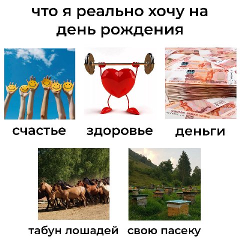 что я реально хочу на день рождения счастье здоровье деньги табун лошадей свою пасеку