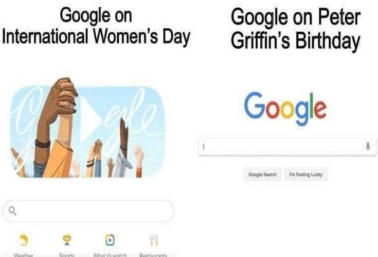 Google on Google on Peter International Women’s Day Griffin’s Birthday Google