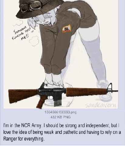 и 1654566 158993.png 432 PNG in the NCR Army. should be strong and independent, but love the idea of being weak and pathetic and having to rely опа Ranger for everything.