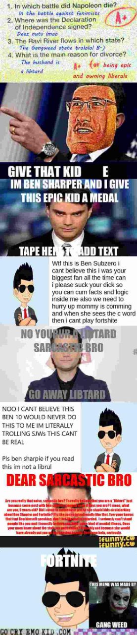 In which battle did Napoleon die? the battle against fenimists Where was the Declaration of Independence signed? Deez nuts The Ravi River flows in which state? The Gangweed state trololol В-) 4 What i
