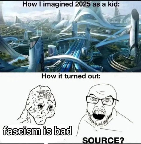 How imagined 2025 as a kid: у 4 A 7 How it turned out: FRA fascism fis bac