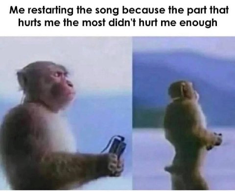 Me restarting the song because part that hurts me the most didn't hurt me enough