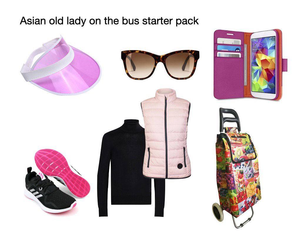 Asian old lady on the bus starter pack 2
