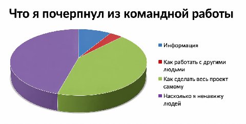Что я почерпнул из командной работы Информация Как работать с другими людьми Как сделать весь проект самому Насколько я ненавижу людей