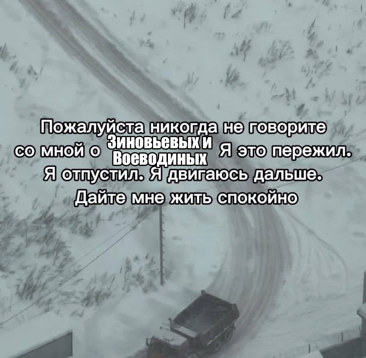 Пожалуйста никогда не говорите мной о и Воеводиных Я это пережил. Я отпустил. Я двигаюсь дальше. Дайте мне жить спокойно