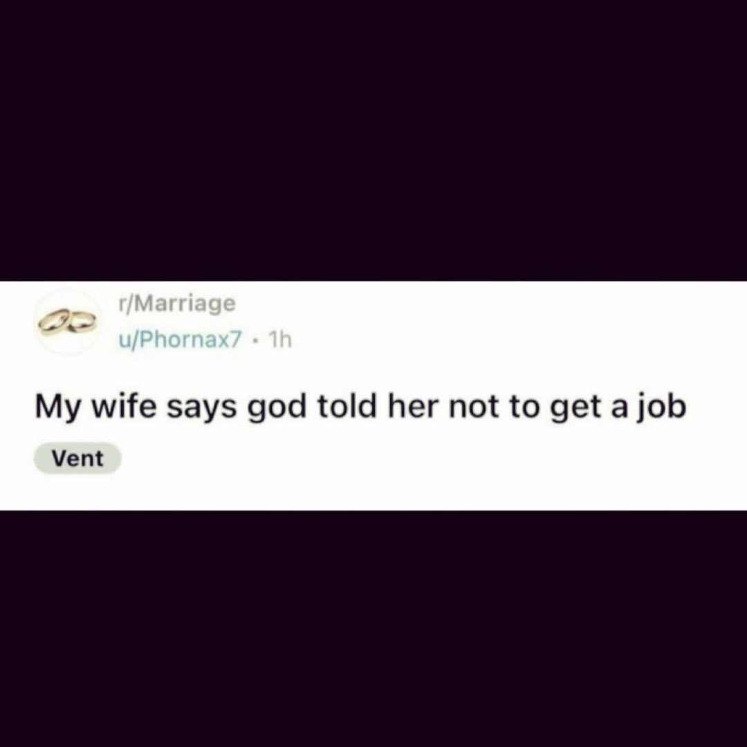 wife says god told her not to get Vent