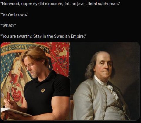 "Norwood, upper eyelid exposure, fat, no jaw. Literal subhuman "You're brown.” "What?" "You are swarthy. Stay in the Swedish Empire." и 3
