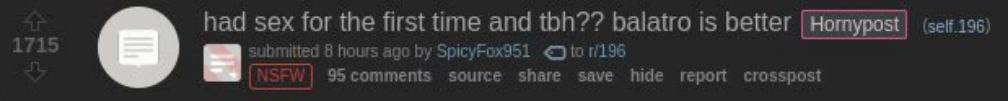 had sex for the first time and tbh?? balatro is better Нед Bho SpicyFox851 95 comments source share save hide report crosspost