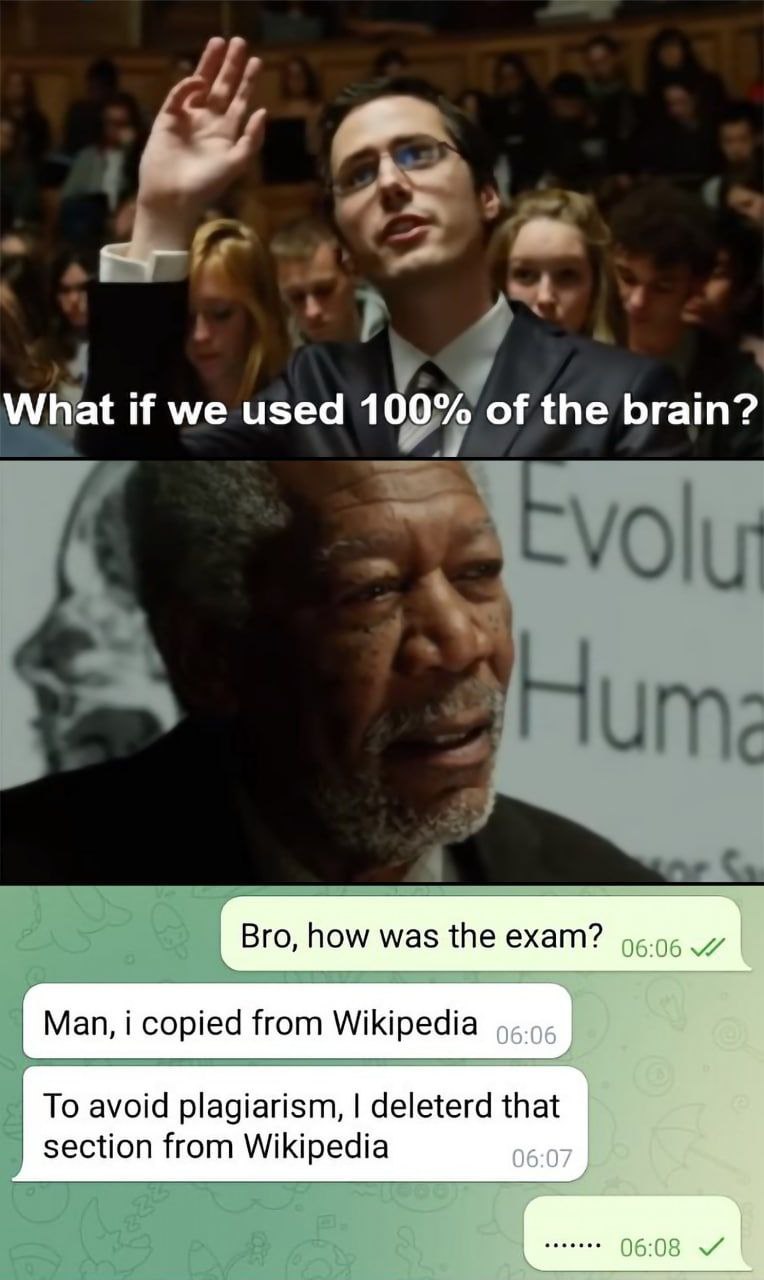 What И we used 100% of the brain? Вго, how was the 1 Man, i copied from Wikipedia 06:0 To avoid plagiarism, deleterd that section from Wikipedia 06.07 06:08