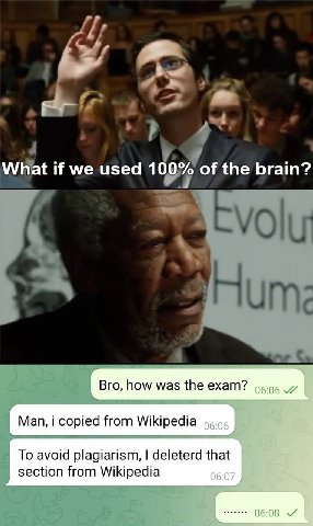 What И we used 100% of the brain? Вго, how was the 1 Man, i copied from Wikipedia 06:0 To avoid plagiarism, deleterd that section from Wikipedia 06.07 06:08
