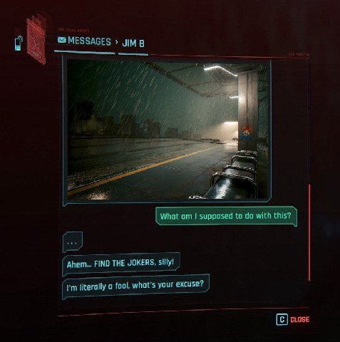 MESSAGES JIMB 1, What supposed to with this? Ahem... FIND THE JOKERS, silly! cose