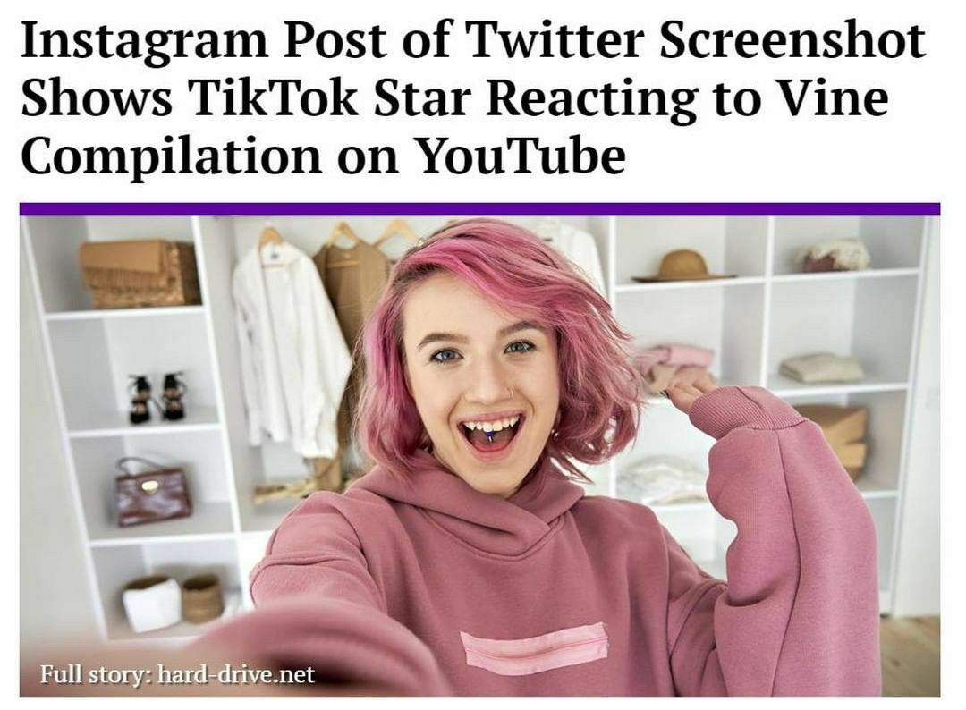 Instagram Post of Twitter Screenshot Shows TikTok Star Reacting to Vine Compilation on YouTube баг Full