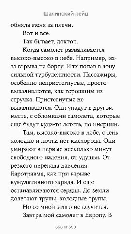 Шалинский рейд обняла меня за плечи. Вот и все. Так бывает, доктор. Когда самолет разваливается высоко-высоко в небе. Например, из- за взрыва на борту. Или попав в зону сильной турбулентности. Пассажи