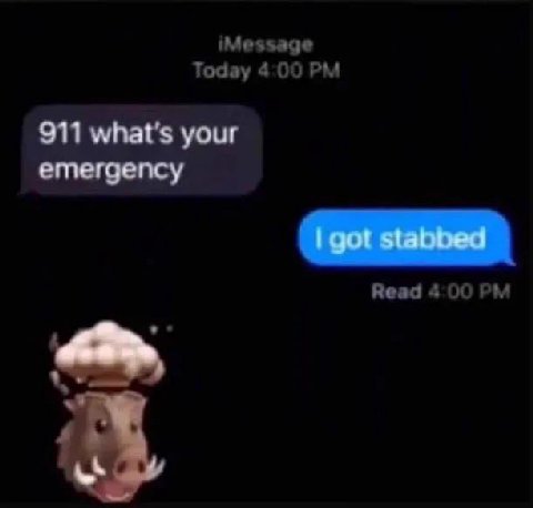 iMessage Today 4:00 911 what's your emergency Read a