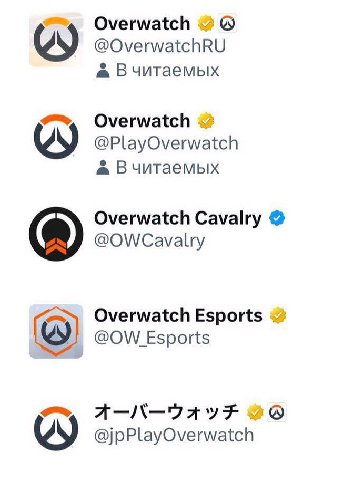 Overwatch ON @OverwatchRU В читаемых Overwatch @PlayOverwatch В читаемых Overwatch Cavalry @OWCavalry Overwatch Esports _Esports @jpPlayOverwatch