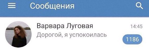 Сообщения Варвара Луговая 14:45 орогои, я успокоилась