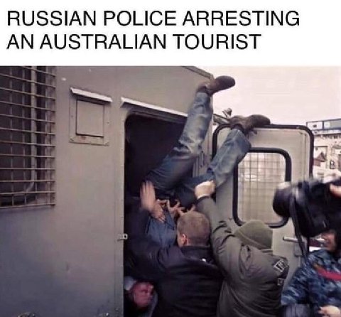 RUSSIAN POLICE ARRESTING AN AUSTRALIAN TOURIST