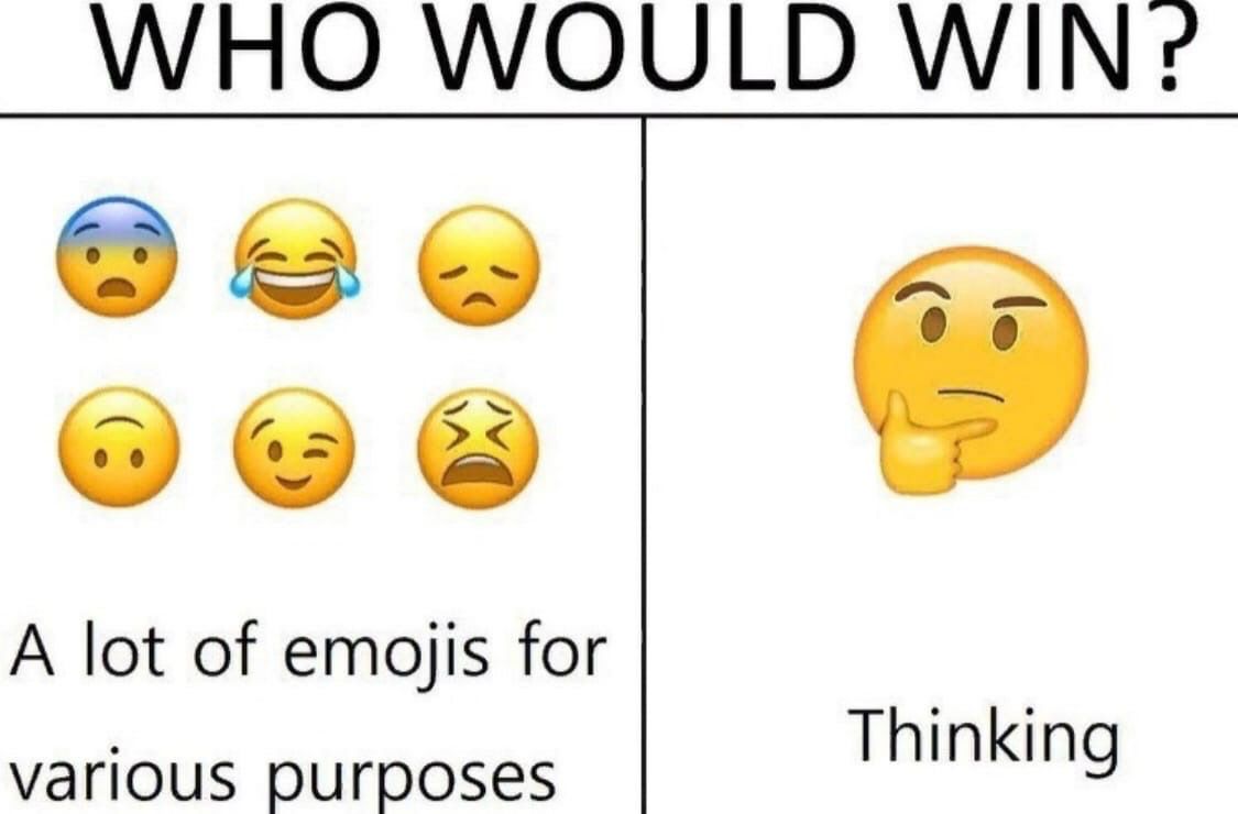 WHO WOULD МЛМ: 0 0 A lot of emojis for various purposes Thinking