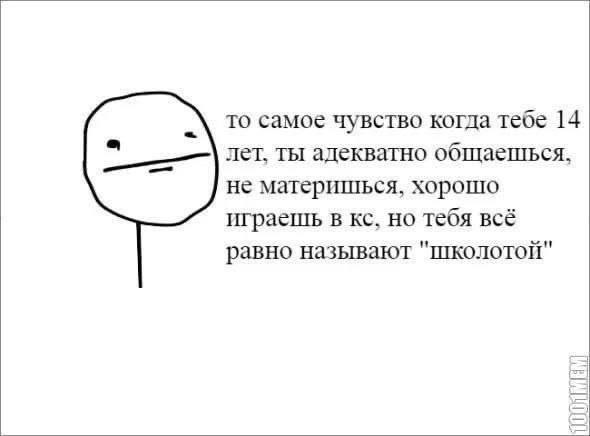 то самое чувство когда тебе 14 лет. ты адекватно не материшься, хорошо играешь в но тебя всё равно называют "школотой"