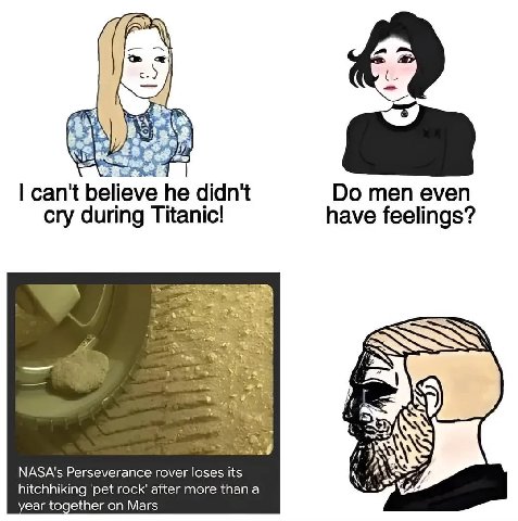 we can't believe he didn't men even cry during Titanic! have feelings? NASA's Perseverance rover loses its 4% hitchhiking ‘pet rock’ after more than a ear together on Mars