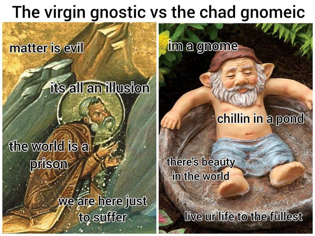The virgin gnostic the chad gnomeic is evi iim а 4 an 4»; Chillin world fsa beaut fin fst five the