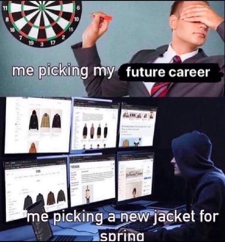 i a 6 me picking future career me picking a new jacket for sprina