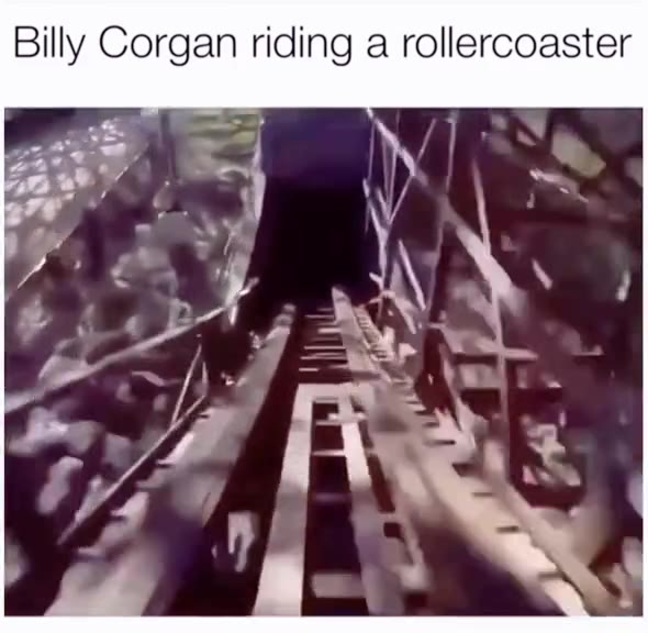 Billy Corgan riding a rollercoaster