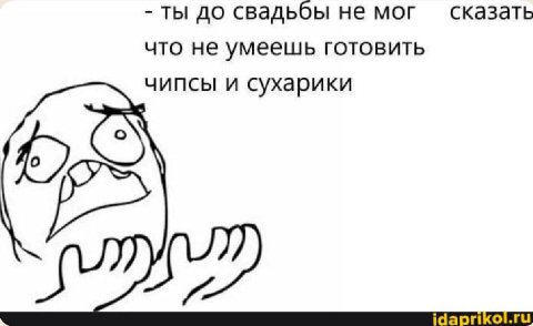 ты до свадьбы не мог сказать что не умеешь готовить чипсы и сухарики he