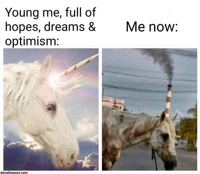 Young me, full of hopes, dreams Me now: optimism: donalespa: