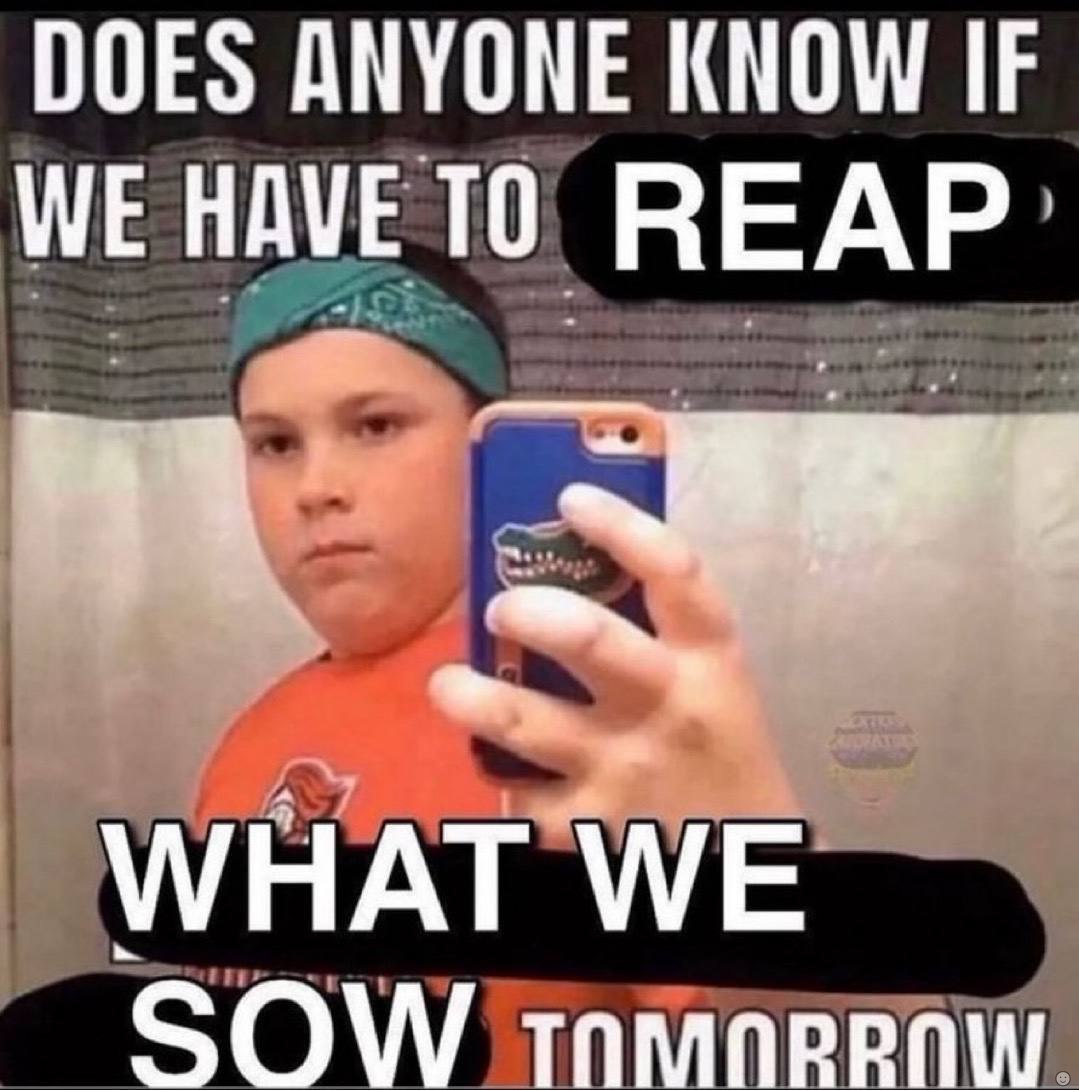 DOES ANYONE KNOW IF WE HAVE ТО REAP WHAT WE SOW