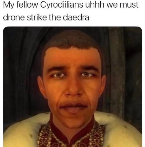 My fellow Cyrodiilians unhh we must drone strike the daedra