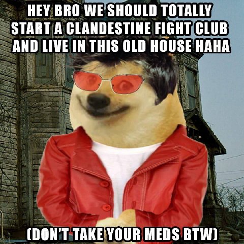 HEY BRO WE SHOULD TOTALLY START A CLANDESTINE FIGHT CLUB AND LIVE IN THIS OLD HOUSE HAHA (DON’T TAKE YOUR MEDS BTW)