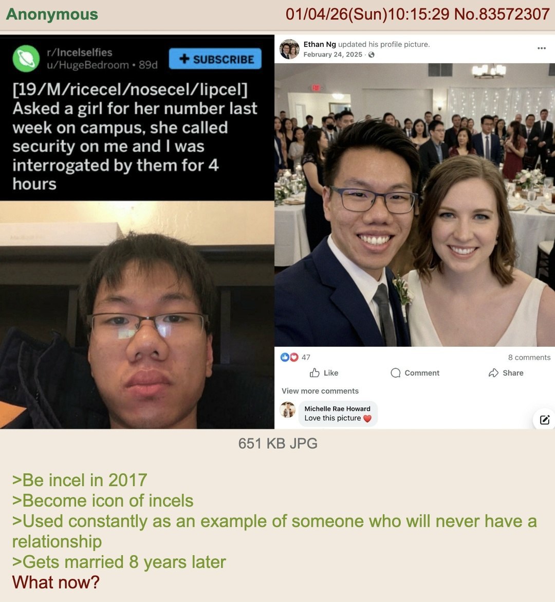 Anonymous 01/04/26(Sun)10:15:29 No.83572307 Ethan updated his profile picture. February 24, 2025 [19/M/ricecel/nosecel/lipcel] 7 Asked a girl for her number last 9 week on campus, she called 1 securit