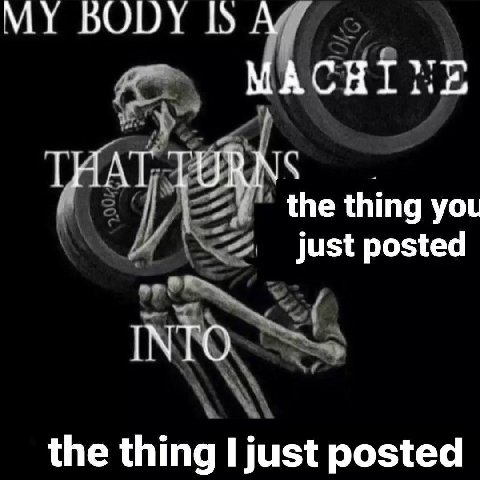 MY BODY ISA MACHI THAT the thing you just posted INTO the thing I just posted