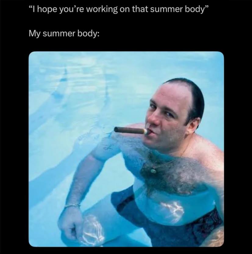 hope you’re working on that summer body” My summer body: 4