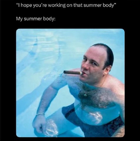 hope you’re working on that summer body” My summer body: 4