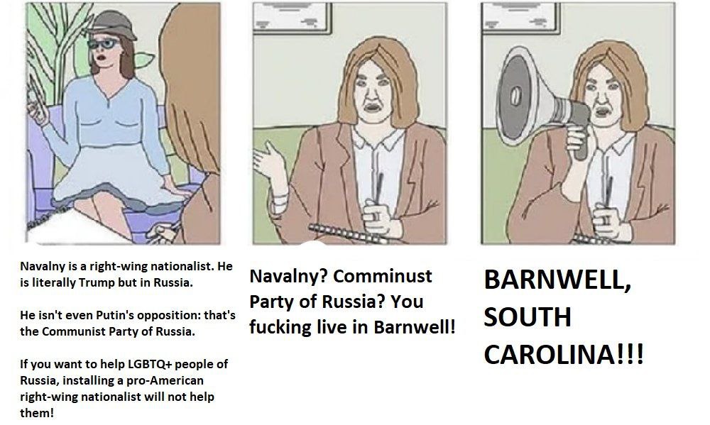 23 i 6 i 1 За Navalny is a right-wing nationalist. He is literally Trump but in Russia. Navalny? Comminust BARNWELL, Party of Russia? You He isn't even Putin's opposition: that's SOUTH the Communist P