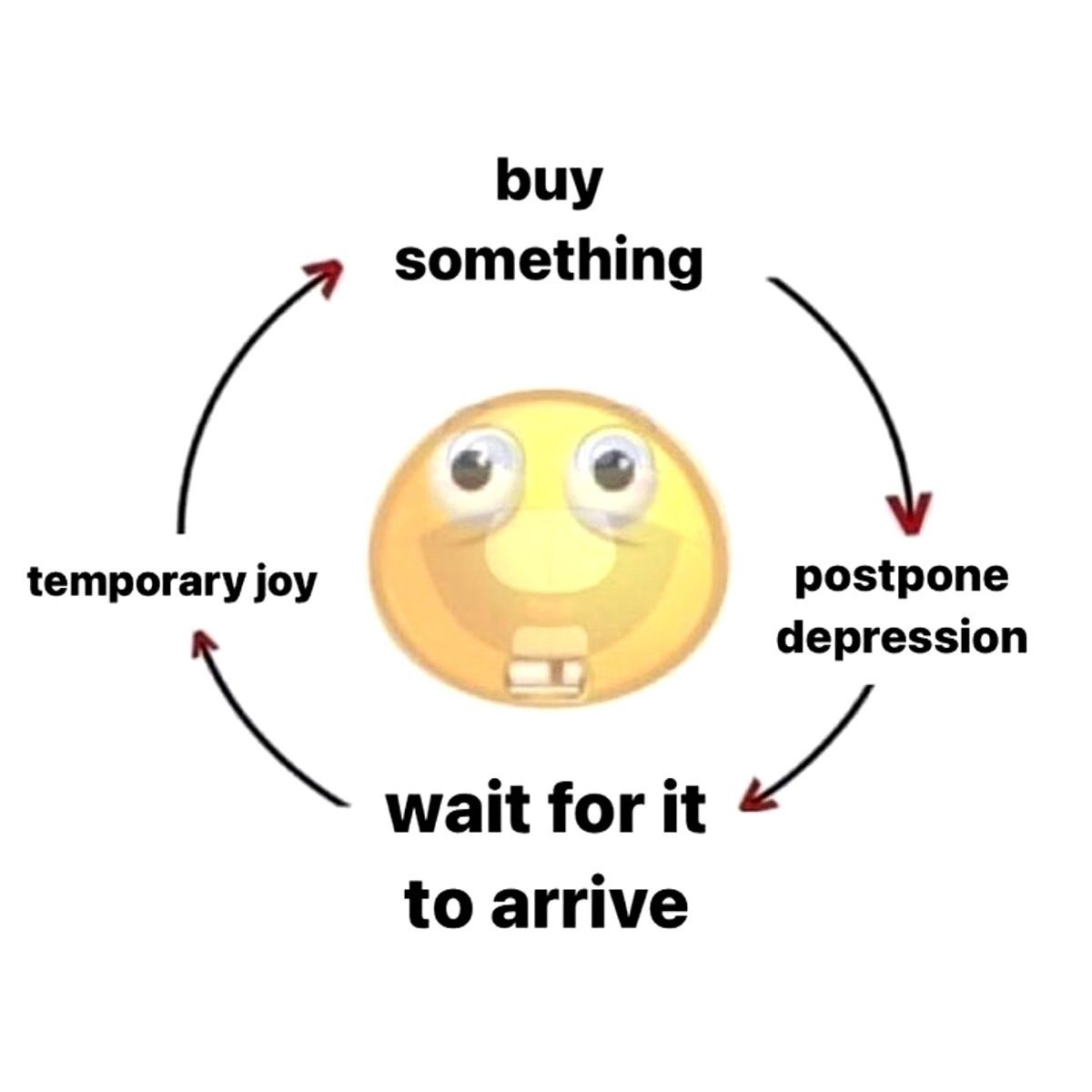 buy something temporary joy postpone depression wait for it to arrive