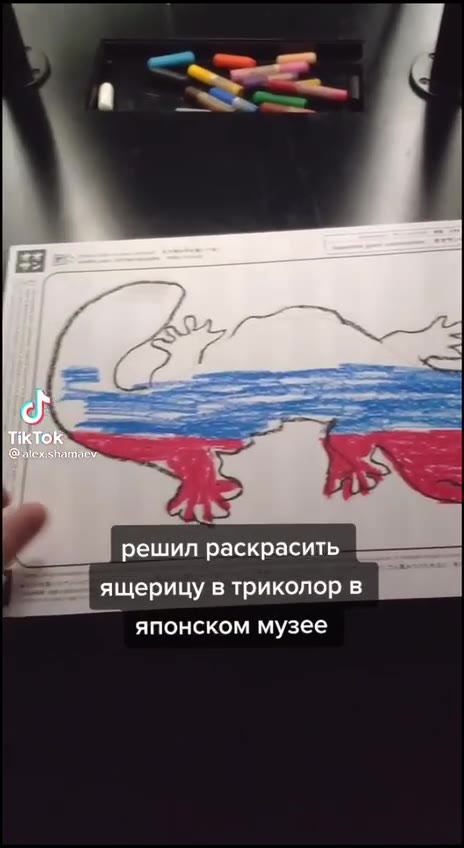 решил раскрасить 5 ящерицу в триколор в японском музее решил ринит ! A