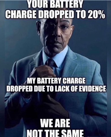 CHARGE DROPPED ТО 20% 4 MY BATTERY CHARGE DROPPED DUE TO LACK OF EVIDENCE WE ARE NOT THE SAME