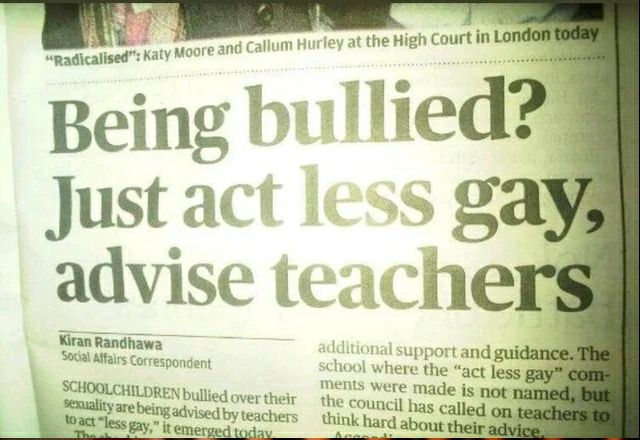 1 Katy and Callu Hurley at the court in Lon Just act gay advise teac Kiran Randhawa additiona Social Affairs Correspondent where the “act less gay ments we bullied over their made is advised teachers 