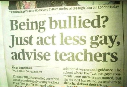 1 Katy and Callu Hurley at the court in Lon Just act gay advise teac Kiran Randhawa additiona Social Affairs Correspondent where the “act less gay ments we bullied over their made is advised teachers 